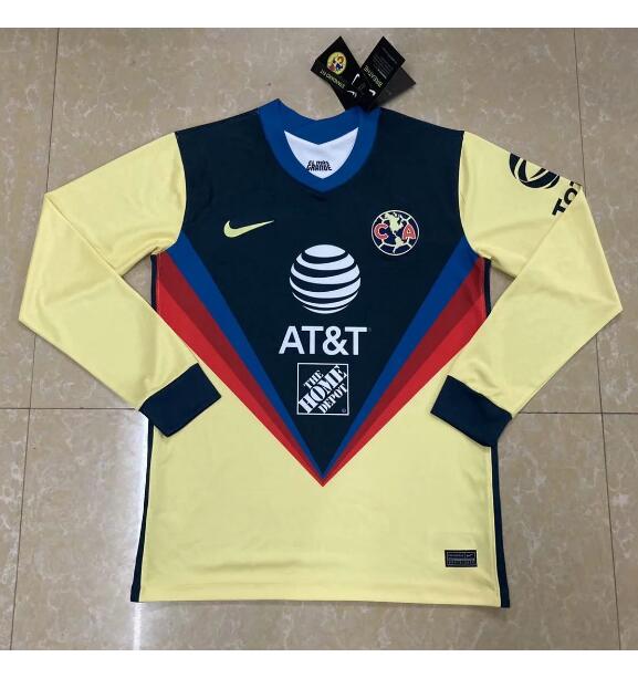 Club America Long Sleeve Home Kit Soccer Jersey 2020/21